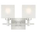 Westinghouse Two-Light Indoor Wall Fixture Alexander Brsh Nkl Rippled Wht Gls 6303900